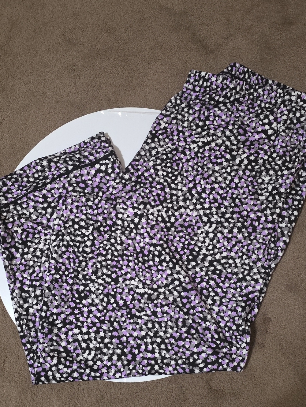 Simply Vera Vera Wang Black Floral Pajama Pants with Lavender & White Accents